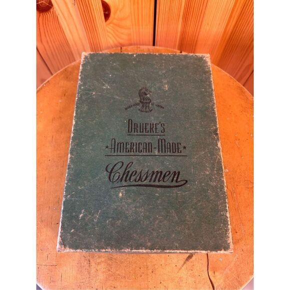 1945 Drueke Authentic Staunton Design Chess Set In Original Box and Rule Book (4 - Picture 1 of 7